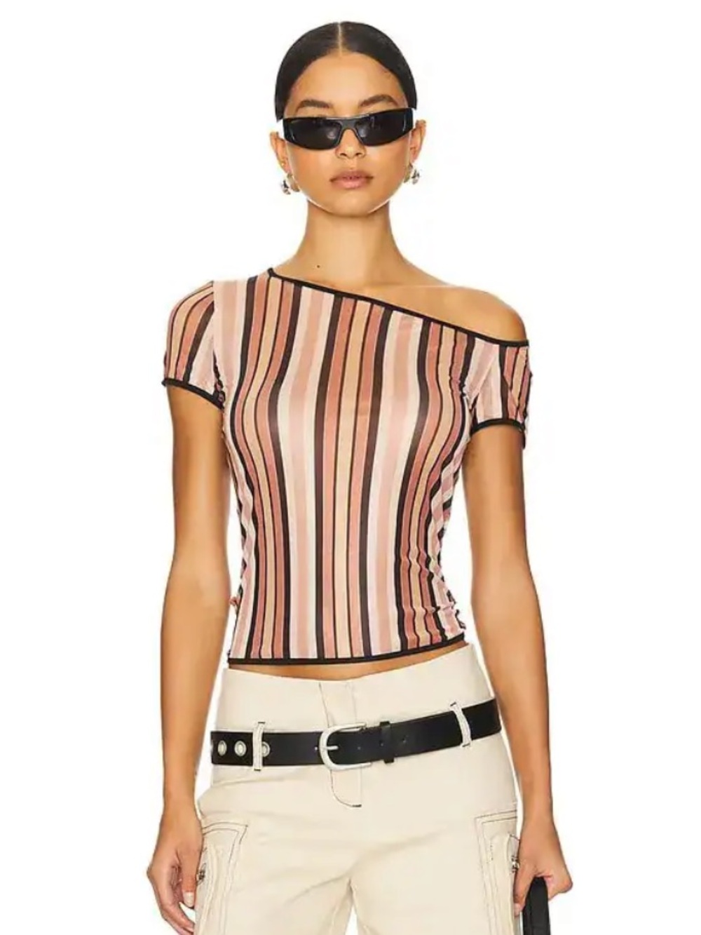 Miaou mimi tee in salmon stripe